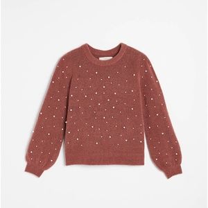 NWT Loft Elegant Rose Pearlized Sweater Sz XL